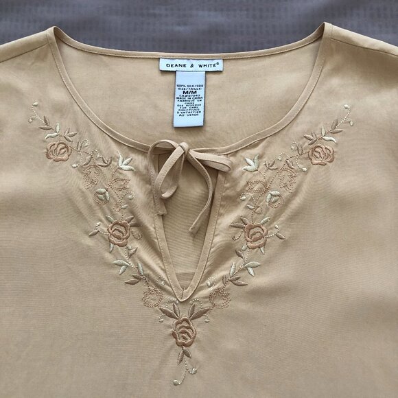 Butter Beige Kaftan Style Silk Blouse - Picture 8 of 10